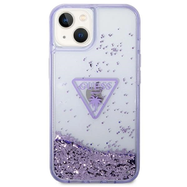 Guess Liquid Glitter Palm Collection case for iPhone 14 Plus 6.7" - purpleeng