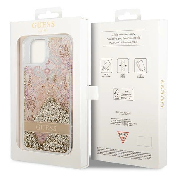 Guess GUHCP14MLFLSD iPhone 14 Plus 6.7" gold/gold hardcase Paisley Liquid Glittereng