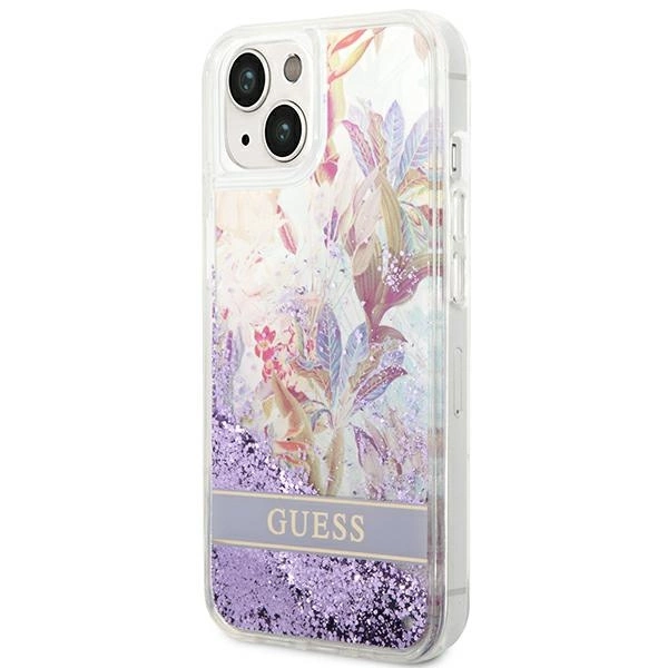 Guess GUHCP14MLFLSU iPhone 14 Plus 6.7 "violet / purple hardcase Flower Liquid Glittereng