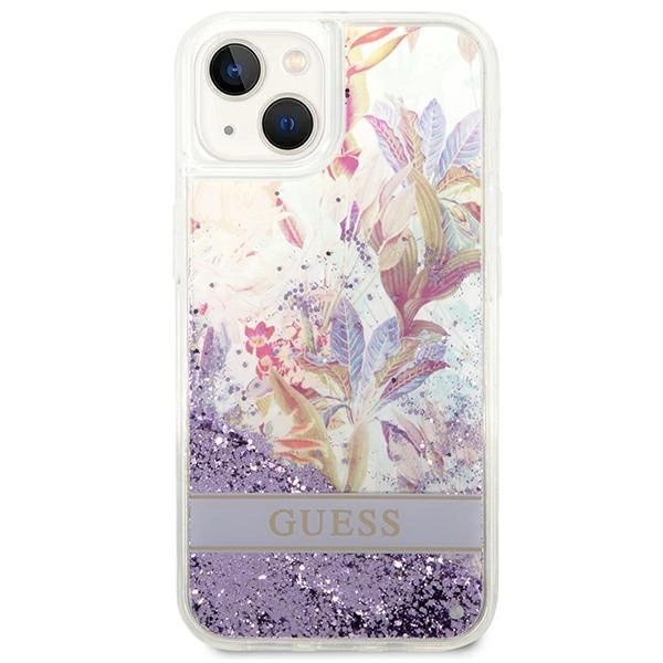 Guess GUHCP14MLFLSU iPhone 14 Plus 6.7 "violet / purple hardcase Flower Liquid Glittereng