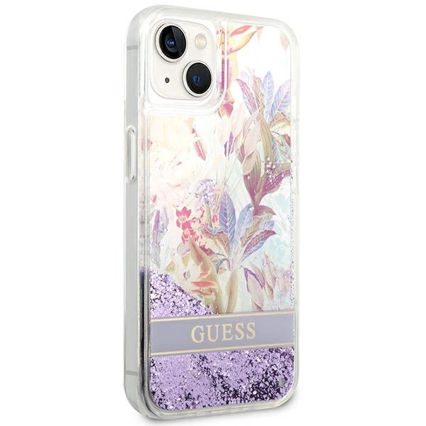 Guess GUHCP14MLFLSU iPhone 14 Plus 6.7 "violet / purple hardcase Flower Liquid Glittereng