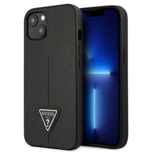 Guess GUHCP14MPSATLK iPhone 14 Plus 6,7 "black / black hardcase SaffianoTriangle Logoeng