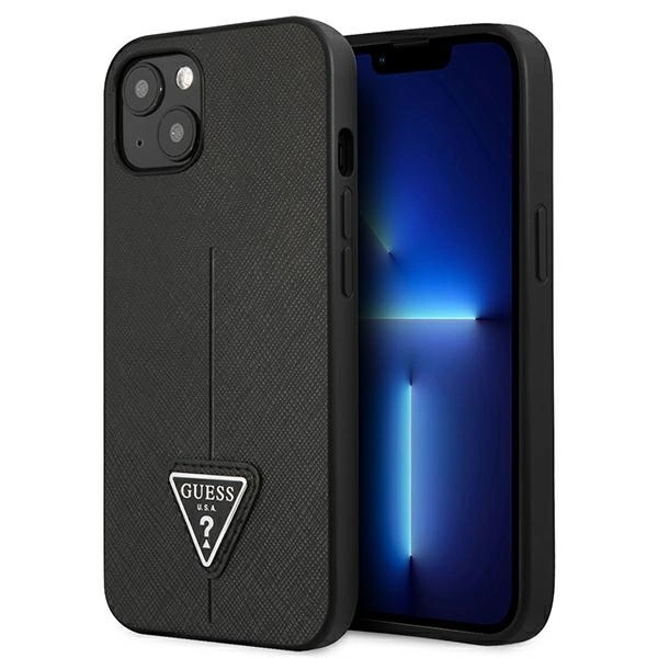 Guess GUHCP14MPSATLK iPhone 14 Plus 6,7 "black / black hardcase SaffianoTriangle Logoeng