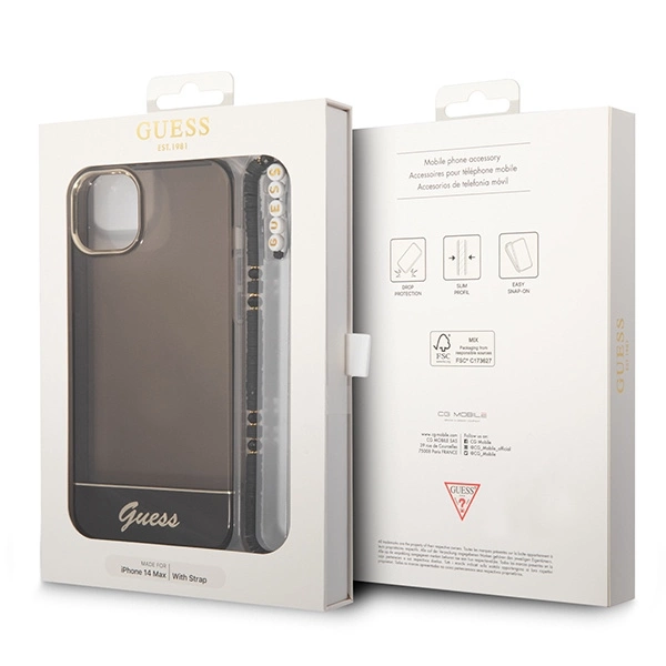 Guess GUHCP14SHGCOHK iPhone 14 6.1 "black / black hardcase Translucent Pearl Strapeng