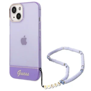 Guess Translucent Pearl Strap iPhone 14 6.1" Case - Purpleeng