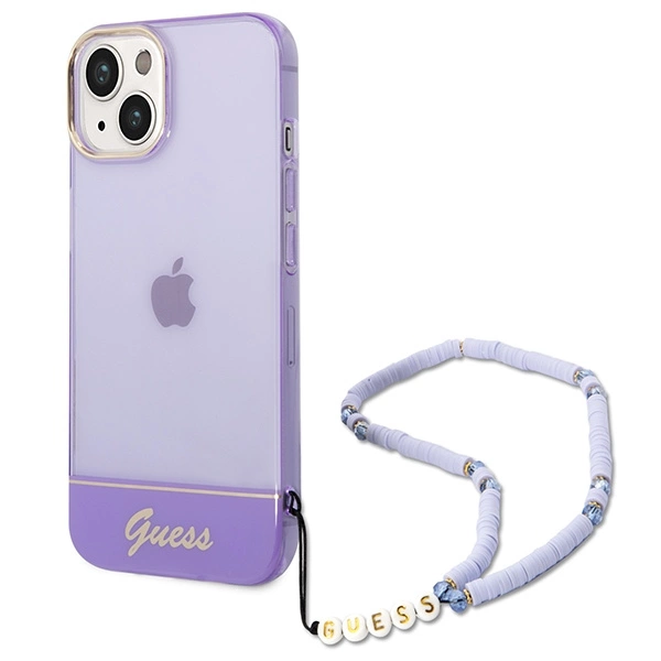 Guess Translucent Pearl Strap iPhone 14 6.1" Case - Purpleeng