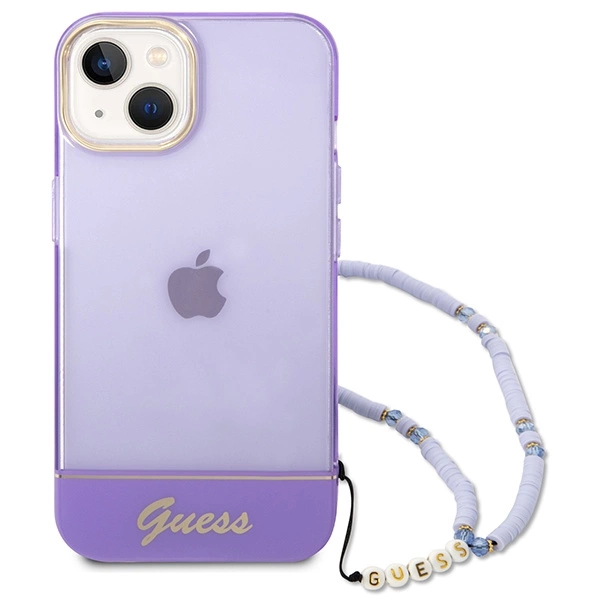 Guess Translucent Pearl Strap iPhone 14 6.1" Case - Purpleeng