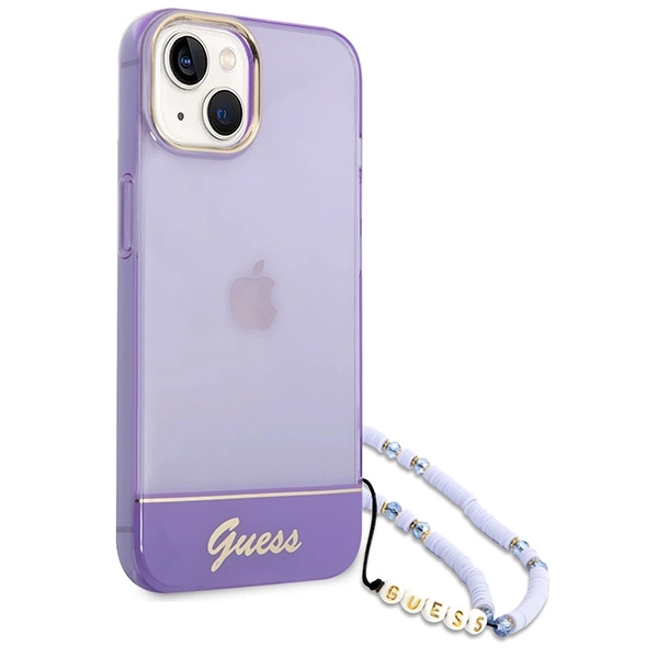 Guess Translucent Pearl Strap iPhone 14 6.1" Case - Purpleeng