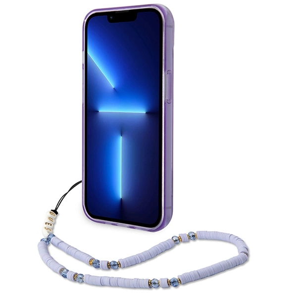 Guess Translucent Pearl Strap iPhone 14 6.1" Case - Purpleeng
