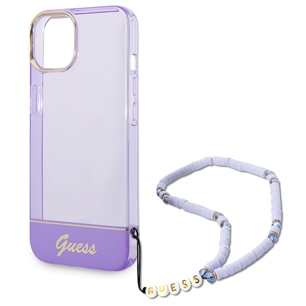 Guess Translucent Pearl Strap iPhone 14 6.1" Case - Purpleeng