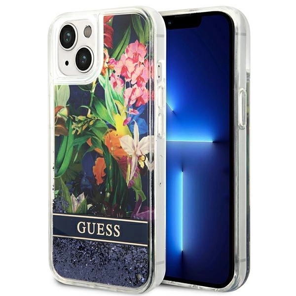 Guess GUHCP14SLFLSB iPhone 14 6.1 "blue / blue hardcase Flower Liquid Glittereng