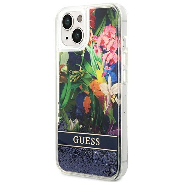 Guess GUHCP14SLFLSB iPhone 14 6.1 "blue / blue hardcase Flower Liquid Glittereng