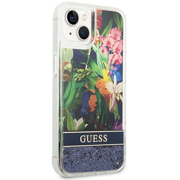 Guess GUHCP14SLFLSB iPhone 14 6.1 "blue / blue hardcase Flower Liquid Glittereng