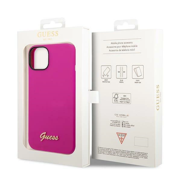 Guess GUHCP14SSLSMF iPhone 14 6.1" fuchsia/fuschia hard case Silicone Vintage Gold Logoeng