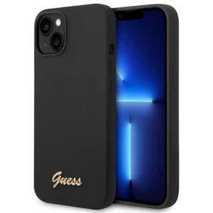 Guess GUHCP14SSLSMK iPhone 14 6.1" black/black hard case Silicone Vintage Gold Logoeng