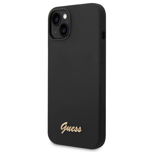 Guess GUHCP14SSLSMK iPhone 14 6.1" black/black hard case Silicone Vintage Gold Logoeng