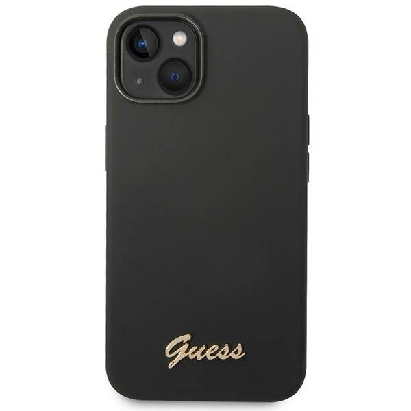 Guess GUHCP14SSLSMK iPhone 14 6.1" black/black hard case Silicone Vintage Gold Logoeng