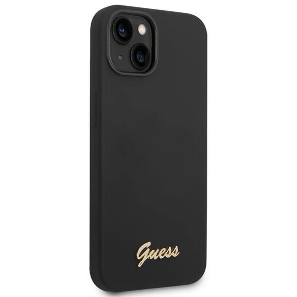 Guess GUHCP14SSLSMK iPhone 14 6.1" black/black hard case Silicone Vintage Gold Logoeng