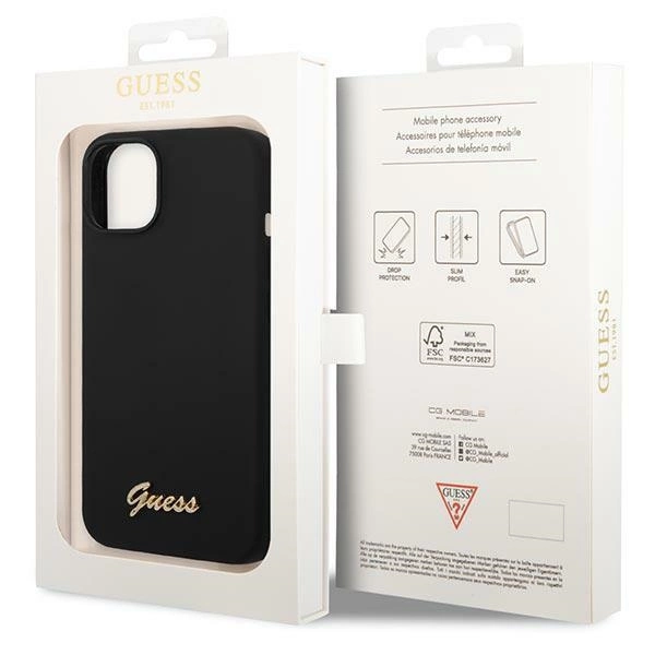 Guess GUHCP14SSLSMK iPhone 14 6.1" black/black hard case Silicone Vintage Gold Logoeng
