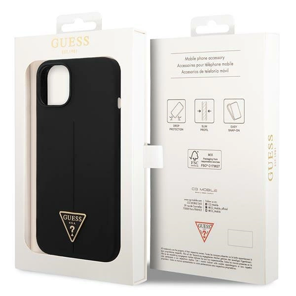 Guess GUHCP14SSLTGK iPhone 14 6.1" black/black hardcase Silicone Triangleeng