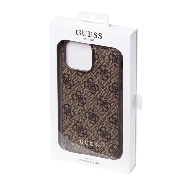 Guess iPhone 14 Pro Max 4G Metal Gold Logo Series Case - Browneng