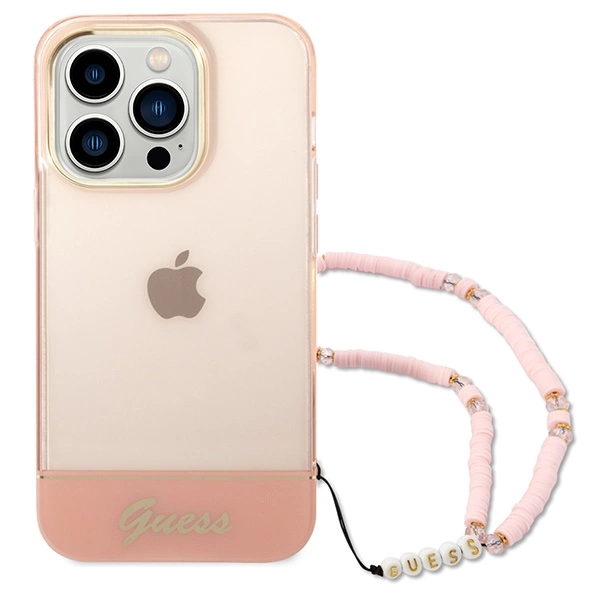 Guess GUHCP14XHGCOHP iPhone 14 Pro Max 6.7" pink/pink hardcase Translucent Pearl Strapeng