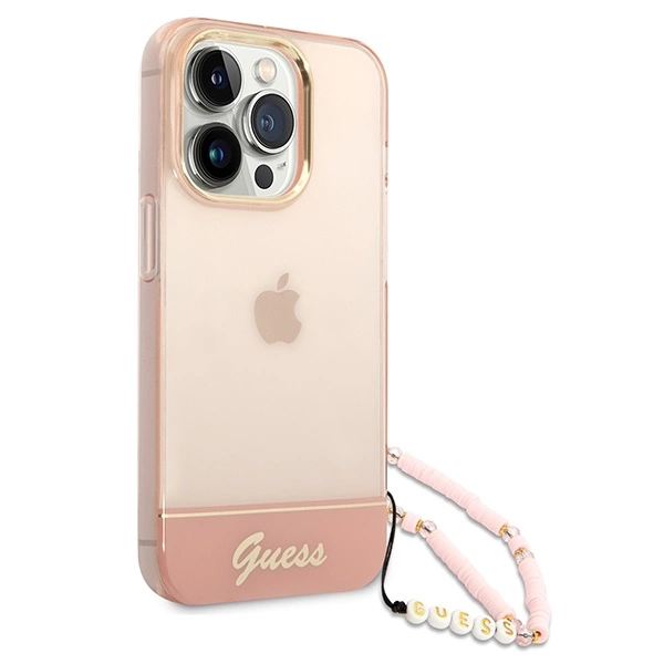 Guess GUHCP14XHGCOHP iPhone 14 Pro Max 6.7" pink/pink hardcase Translucent Pearl Strapeng