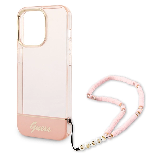 Guess GUHCP14XHGCOHP iPhone 14 Pro Max 6.7" pink/pink hardcase Translucent Pearl Strapeng