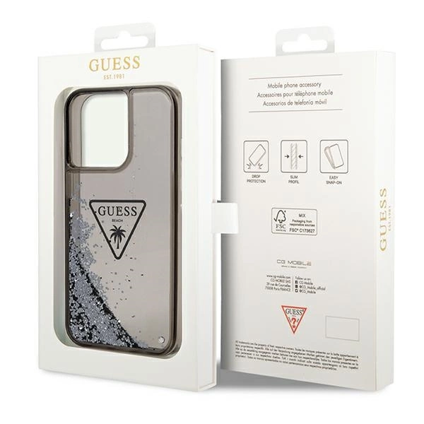 Guess GUHCP14XLFCTPK iPhone 14 Pro Max 6.7" black/black hardcase Liquid Glitter Palm Collectioneng