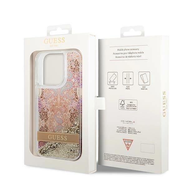 Guess GUHCP14XLFLSD iPhone 14 Pro Max 6.7" gold/gold hardcase Paisley Liquid Glittereng