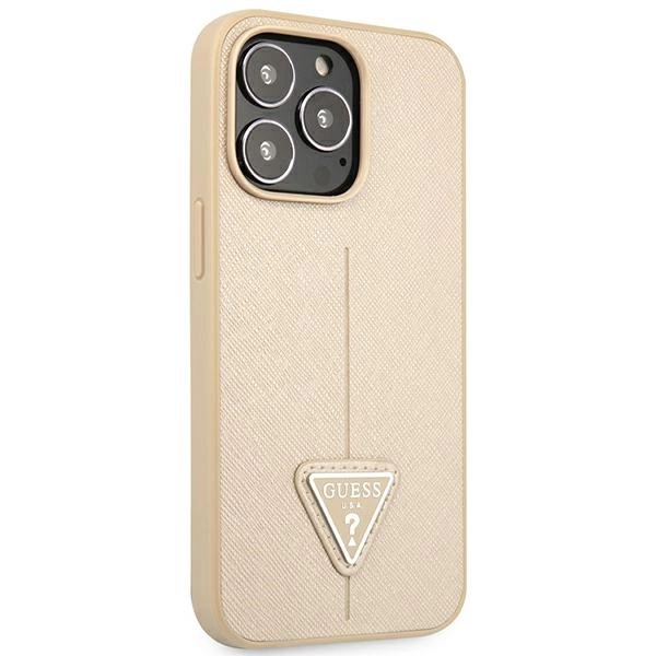 Guess GUHCP14XPSATLE iPhone 14 Pro Max 6,7 "beige / beige hardcase SaffianoTriangle Logoeng