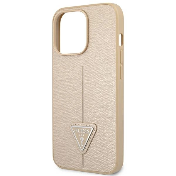 Guess GUHCP14XPSATLE iPhone 14 Pro Max 6,7 "beige / beige hardcase SaffianoTriangle Logoeng