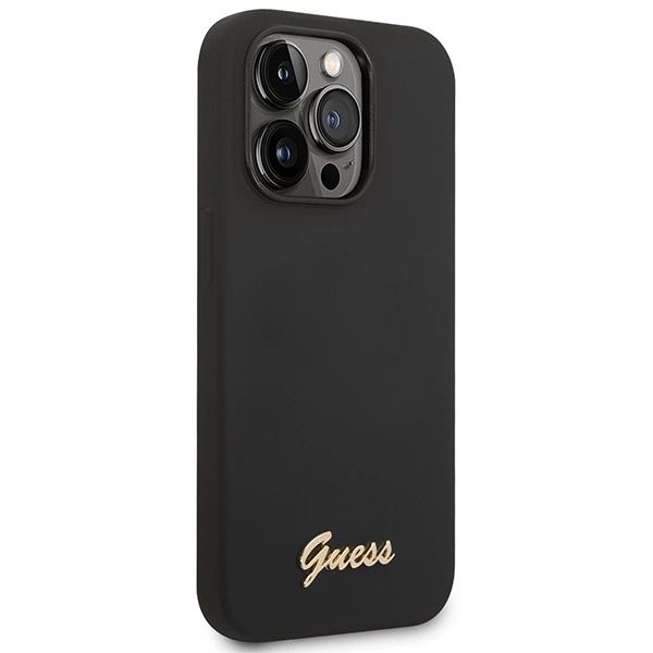 Guess GUHCP14XSLSMK iPhone 14 Pro Max 6.7" black/black hard case Silicone Vintage Gold Logoeng