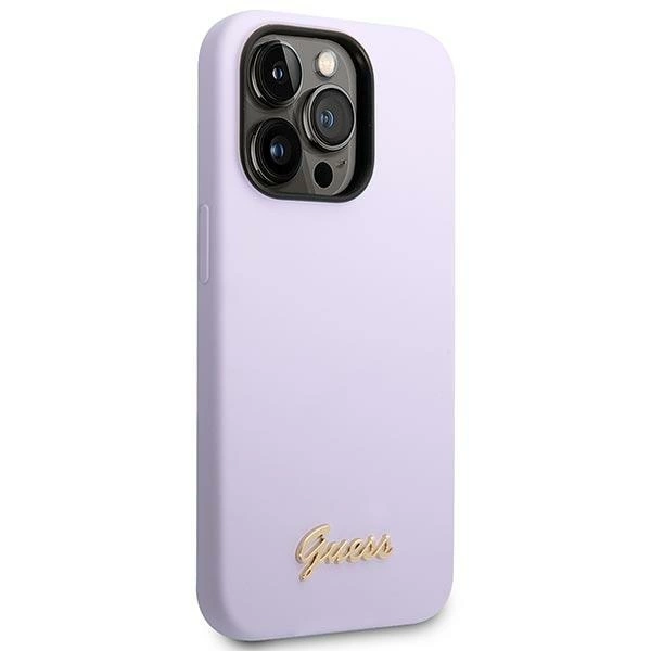 Guess GUHCP14XSLSMU iPhone 14 Pro Max 6.7" purple/purple hard case Silicone Vintage Gold Logoeng