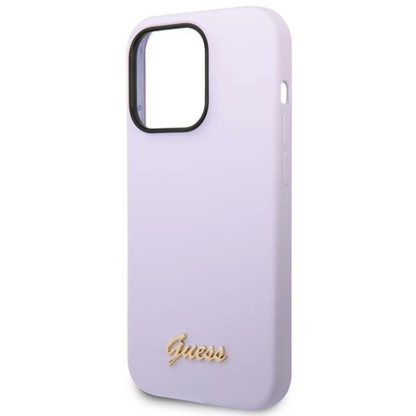 Guess GUHCP14XSLSMU iPhone 14 Pro Max 6.7" purple/purple hard case Silicone Vintage Gold Logoeng