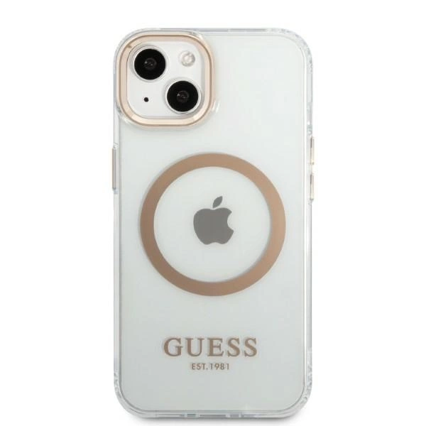 Guess GUHMP13MHTRMD iPhone 13 6.1 "gold / gold hard case Metal Outline Magsafeeng