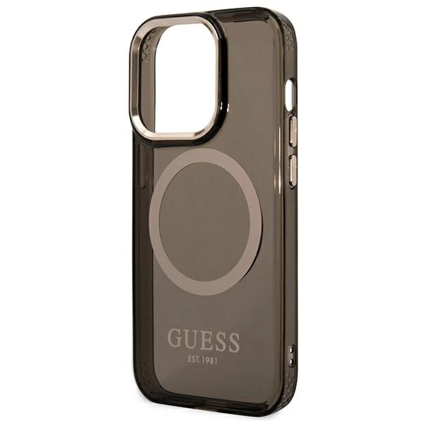 Guess GUHMP14LHTCMK iPhone 14 Pro 6.1" black/black hard case Gold Outline Translucent MagSafeeng
