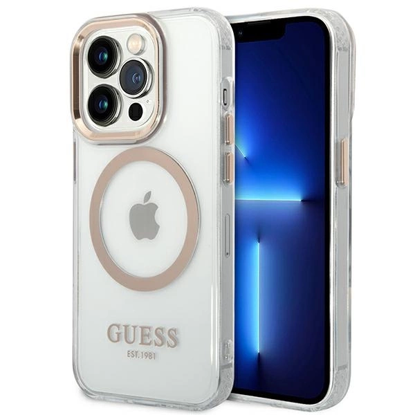 Guess GUHMP14LHTRMD iPhone 14 Pro 6.1 "gold / gold hard case Metal Outline Magsafeeng