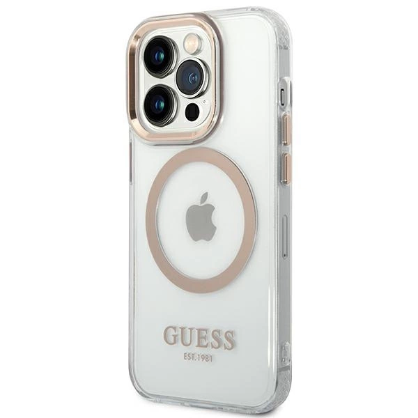Guess GUHMP14LHTRMD iPhone 14 Pro 6.1 "gold / gold hard case Metal Outline Magsafeeng