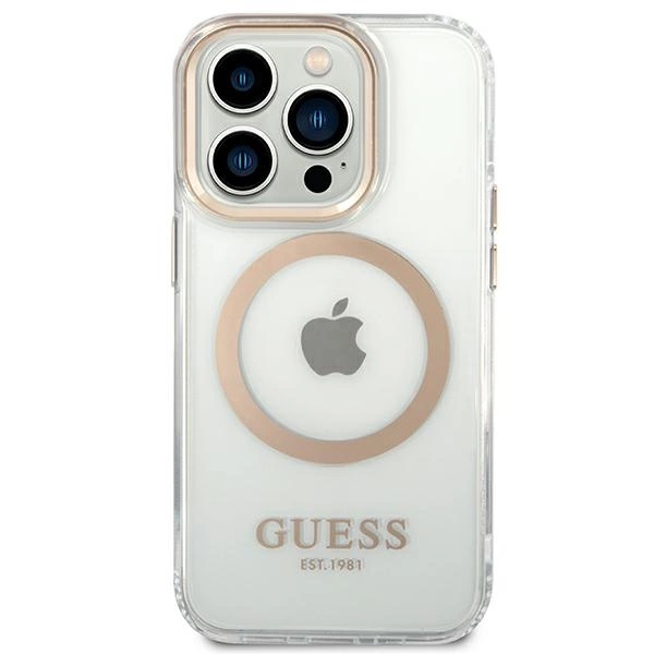Guess GUHMP14LHTRMD iPhone 14 Pro 6.1 "gold / gold hard case Metal Outline Magsafeeng