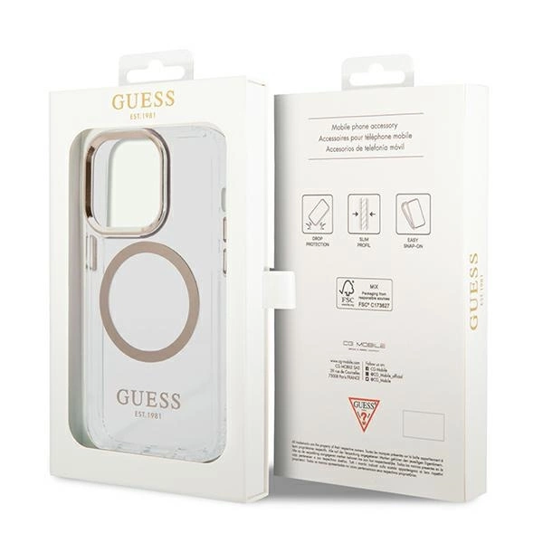 Guess GUHMP14LHTRMD iPhone 14 Pro 6.1 "gold / gold hard case Metal Outline Magsafeeng