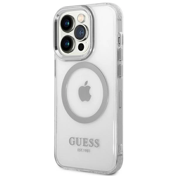 Guess GUHMP14LHTRMS iPhone 14 Pro 6.1" silver/silver hard case Metal Outline Magsafeeng