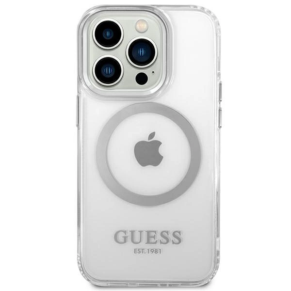 Guess GUHMP14LHTRMS iPhone 14 Pro 6.1" silver/silver hard case Metal Outline Magsafeeng