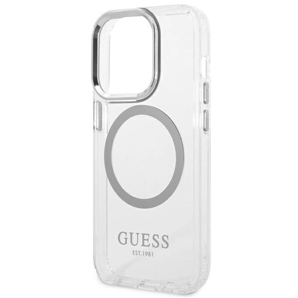 Guess GUHMP14LHTRMS iPhone 14 Pro 6.1" silver/silver hard case Metal Outline Magsafeeng