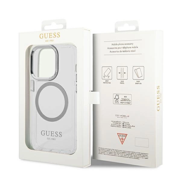 Guess GUHMP14LHTRMS iPhone 14 Pro 6.1" silver/silver hard case Metal Outline Magsafeeng
