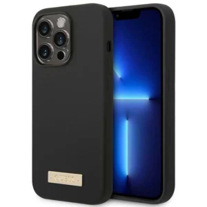 Guess GUHMP14LSBPLK iPhone 14 Pro 6.1" black/black hard case Silicone Logo Plate MagSafeeng