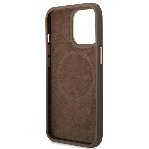 Guess GUHMP14LU4GPRW iPhone 14 Pro 6.1 "brown / brown hard case 4G Logo Plate MagSafeeng