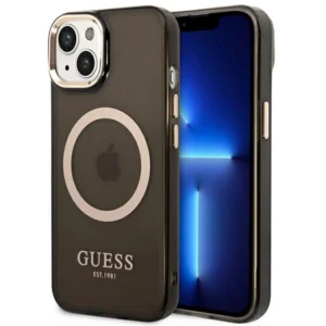 Guess GUHMP14MHTCMK iPhone 14 Plus 6.7" black/black hard case Gold Outline Translucent MagSafeeng