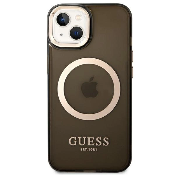 Guess GUHMP14MHTCMK iPhone 14 Plus 6.7" black/black hard case Gold Outline Translucent MagSafeeng
