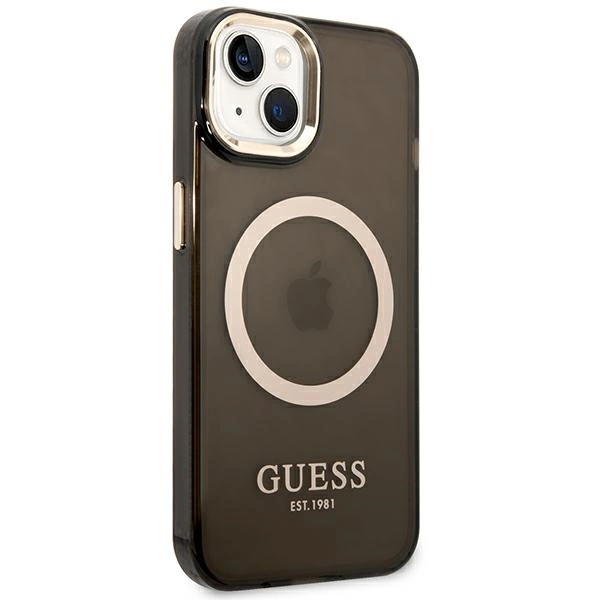Guess GUHMP14MHTCMK iPhone 14 Plus 6.7" black/black hard case Gold Outline Translucent MagSafeeng